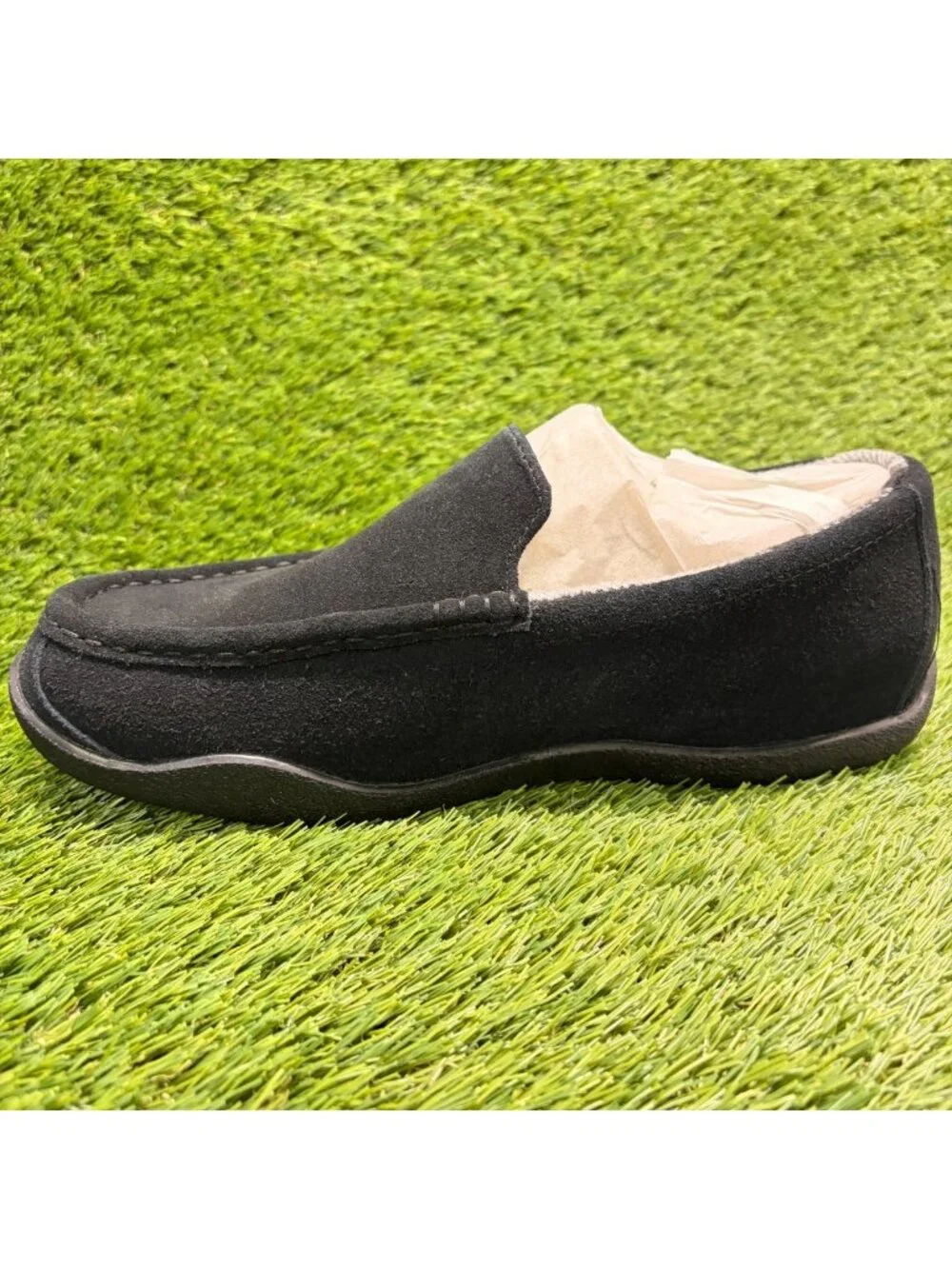 Kuru Loft Mens Size 9 Triple Black Casual Walking Suede Moccasin Slippers Shoes